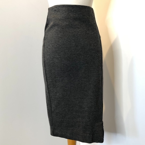 Three Dots Dark Grey Front Asymmetrical Zip Skirt - Picture 12 of 12